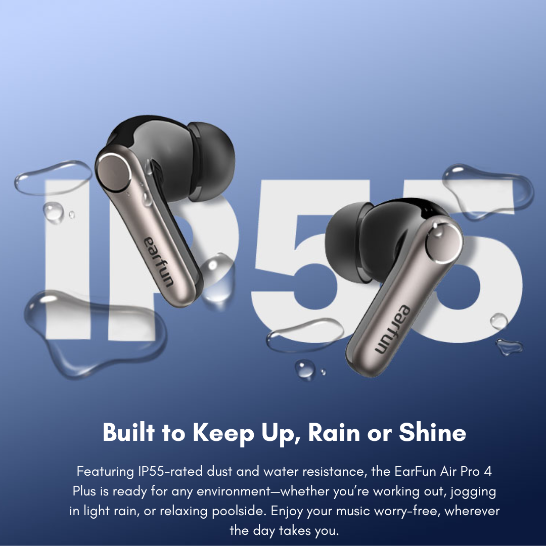 EarFun Air Pro 4+ Hi-Res ANC Earbuds | Bluetooth 6.0 Snapdragon Sound | AI Real-Time Translation & Auracast | Dual Hybrid Driver (1BA + 10mm DD) | 50dB Adaptive Noise Cancelling | 54H Playtime | IP55 Waterproof