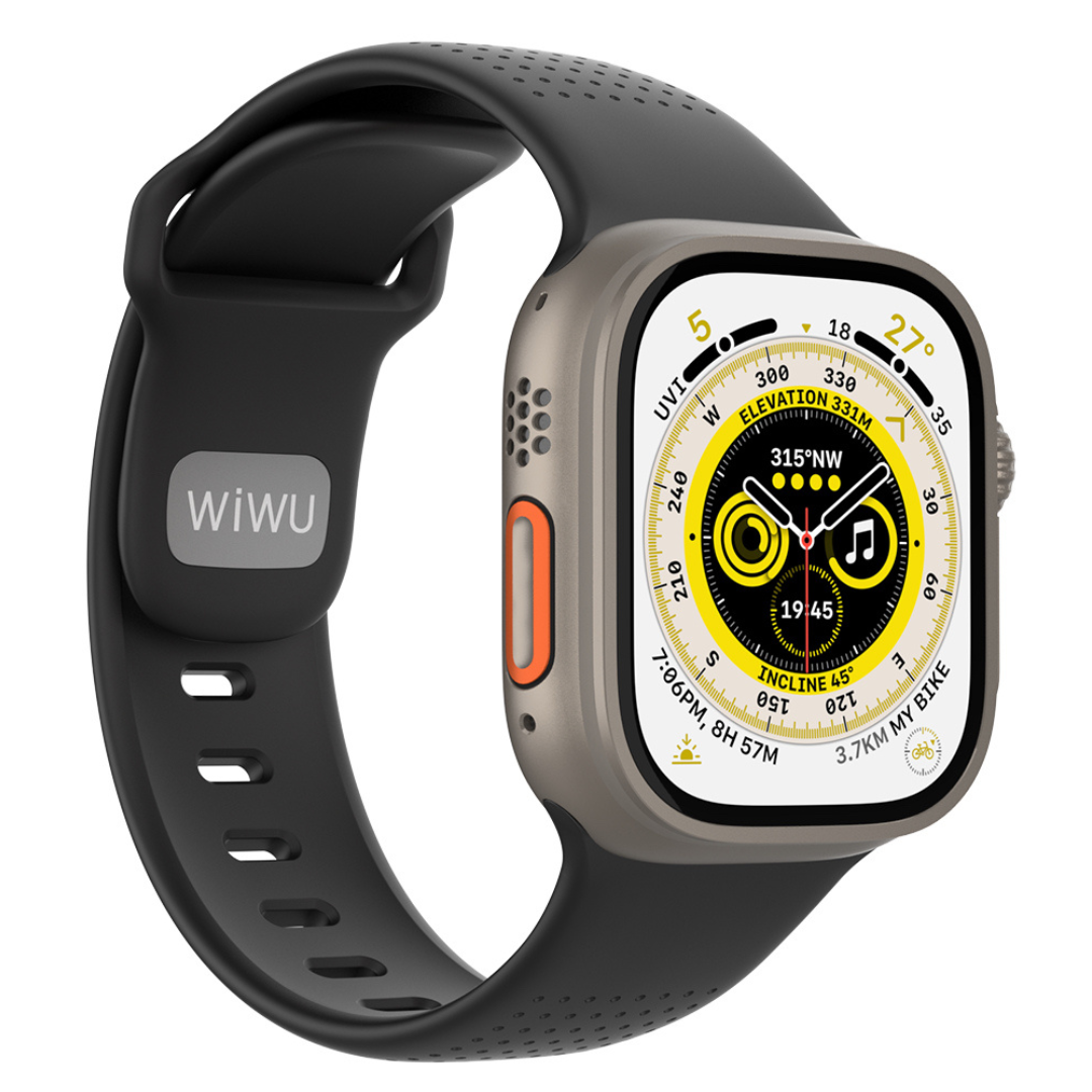 WiWU Comf Secur Fluororubber Watch Band Wi-WB201 Soft Durable Strap for 44/45/46/49mm Smartwatch Sweatproof Skin-Friendly Replacement Band
