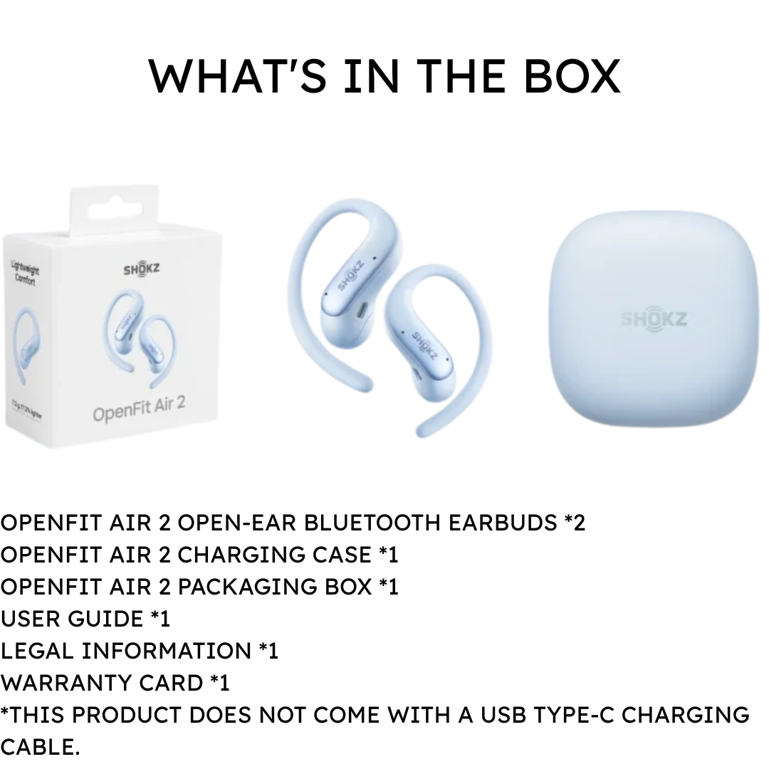 SHOKZ OpenFit Air 2 Open-Ear Bluetooth Headphones | 36H Battery | Quick Charge | IP55 | Bluetooth 6.1