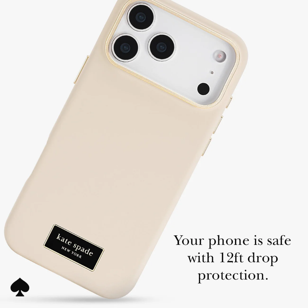 Kate Spade New York Icon Silicone MagSafe iPhone 17 Case – Gold Accents, 12ft Drop, MagSafe Compatible