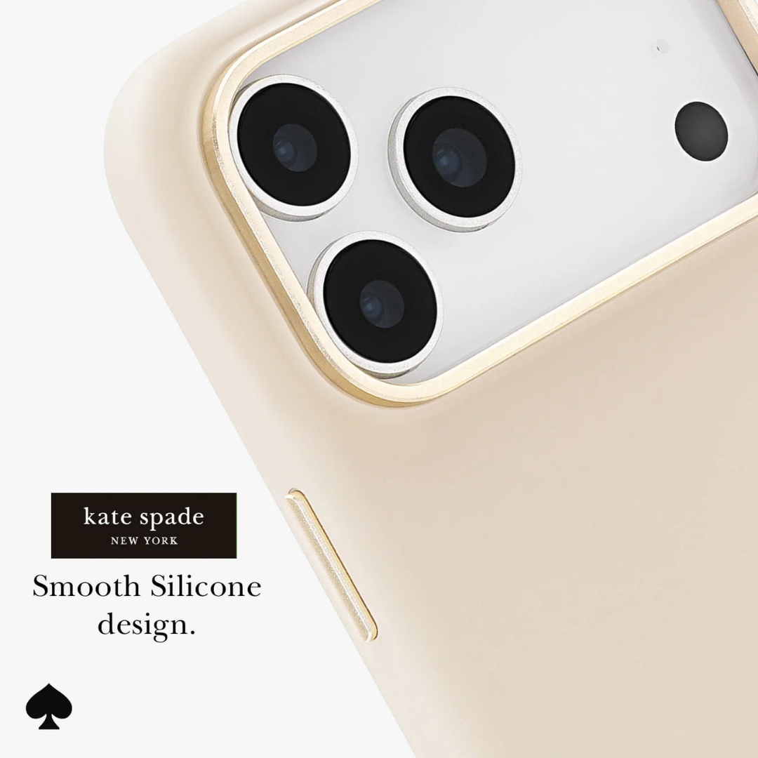 Kate Spade New York Icon Silicone MagSafe iPhone 17 Case – Gold Accents, 12ft Drop, MagSafe Compatible