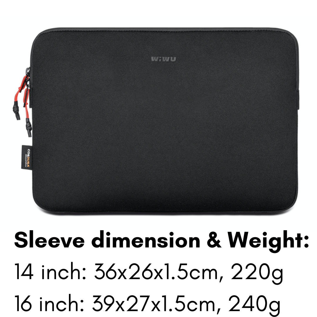 WiWU Skin Armor Sleeve for 14inch ,Eco-friendly Memory Foam and Waterproof Polyester,Anti-drop Laptop Sleeve-Black