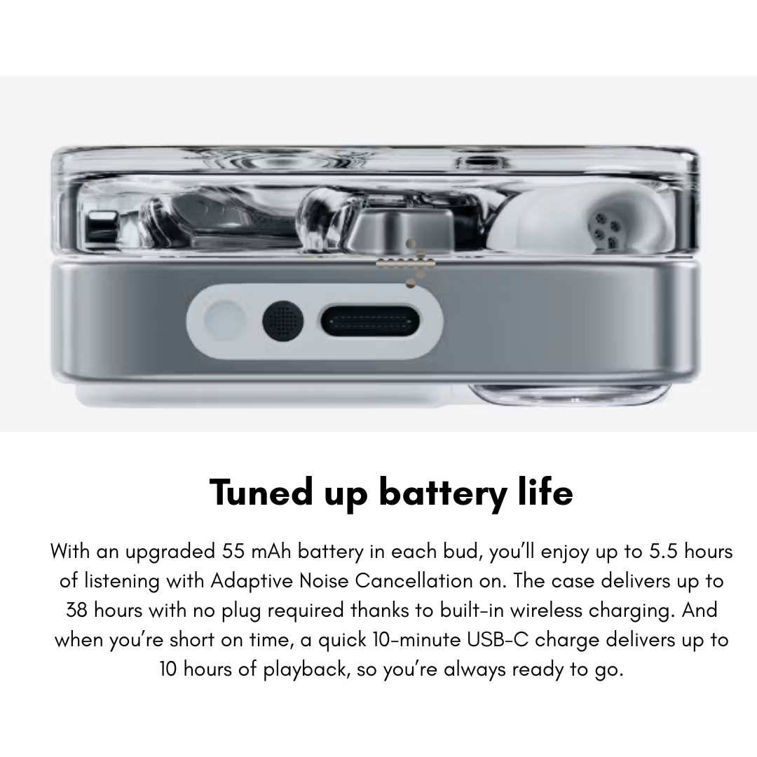 Person wearing Nothing Ear 3 earbuds outdoors with IP54 dust resistance