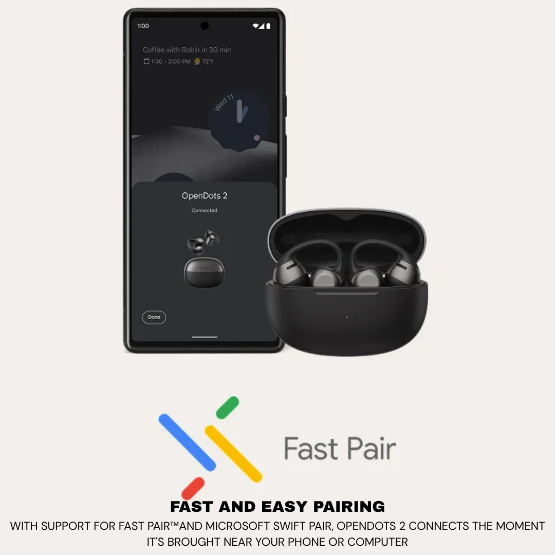 SHOKZ OpenDots 2 Open Ear Wireless Earbuds Bluetooth Dolby Audio Bass IP57 Sport Headphones Noise Canceling Earphone