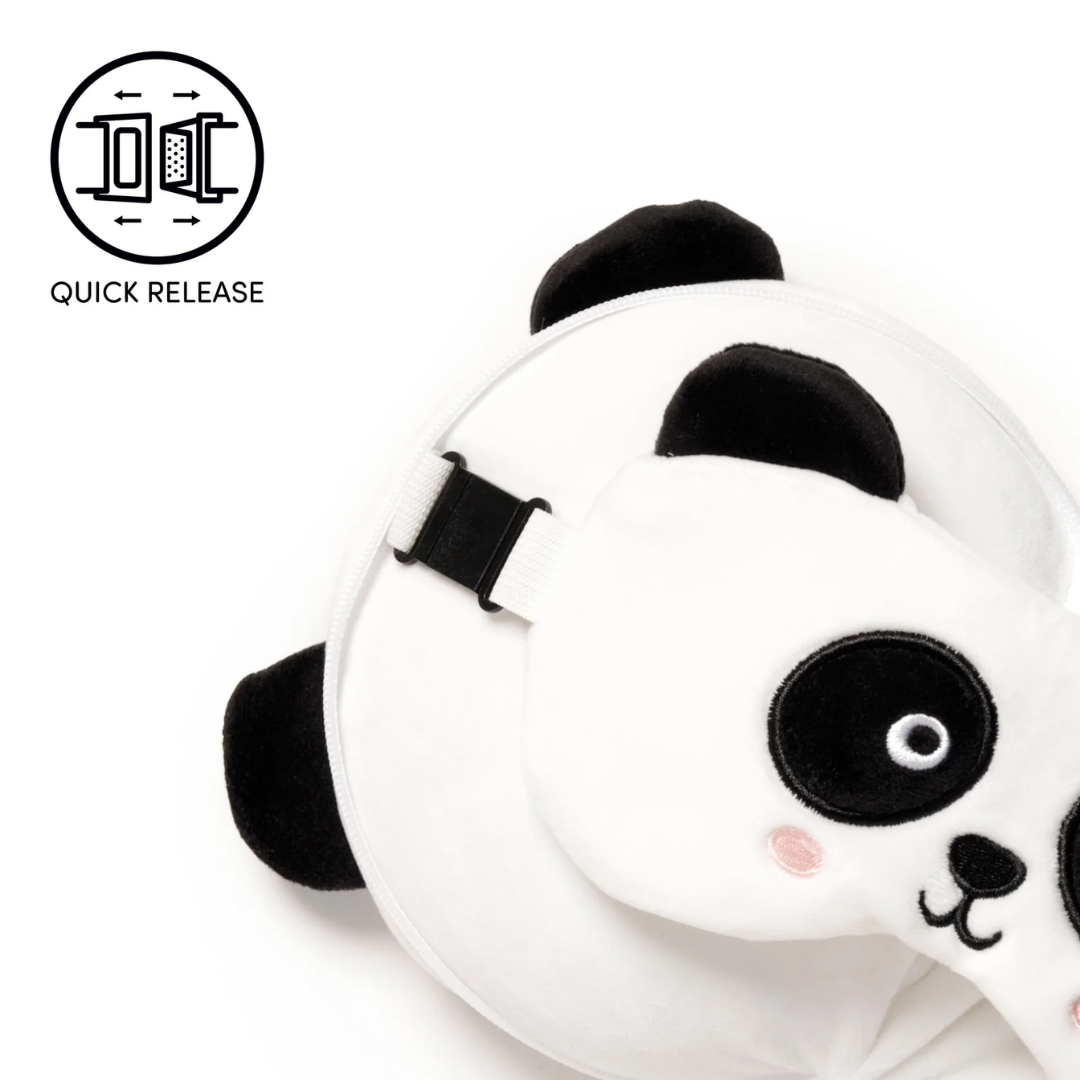 Panda-Themed Eye Mask with Quick-Release Buckle – Light-Blocking for Sleep