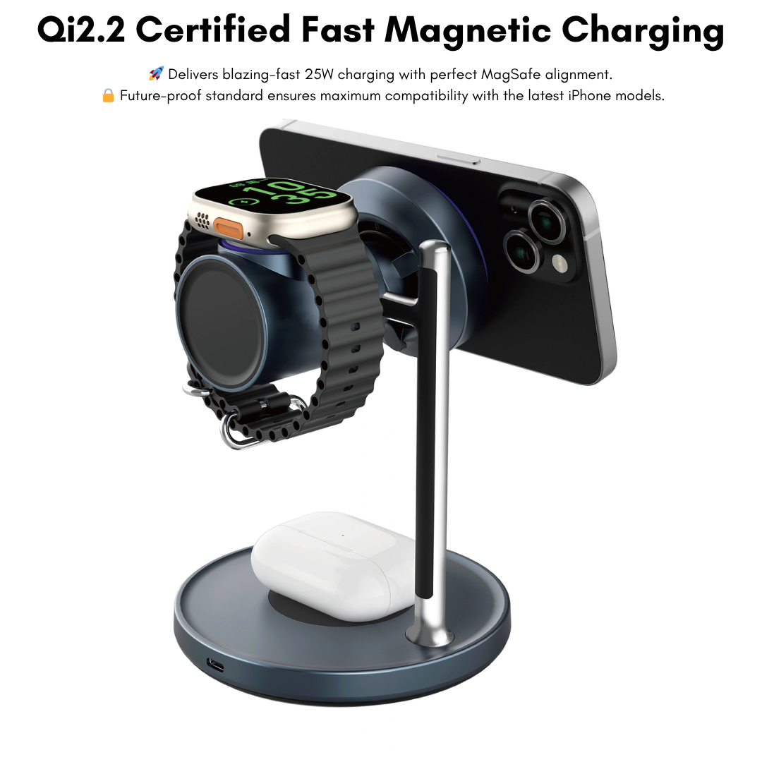 Close-up of the WiWU charger's base, highlighting the air-cooling vent for active heat dissipation.