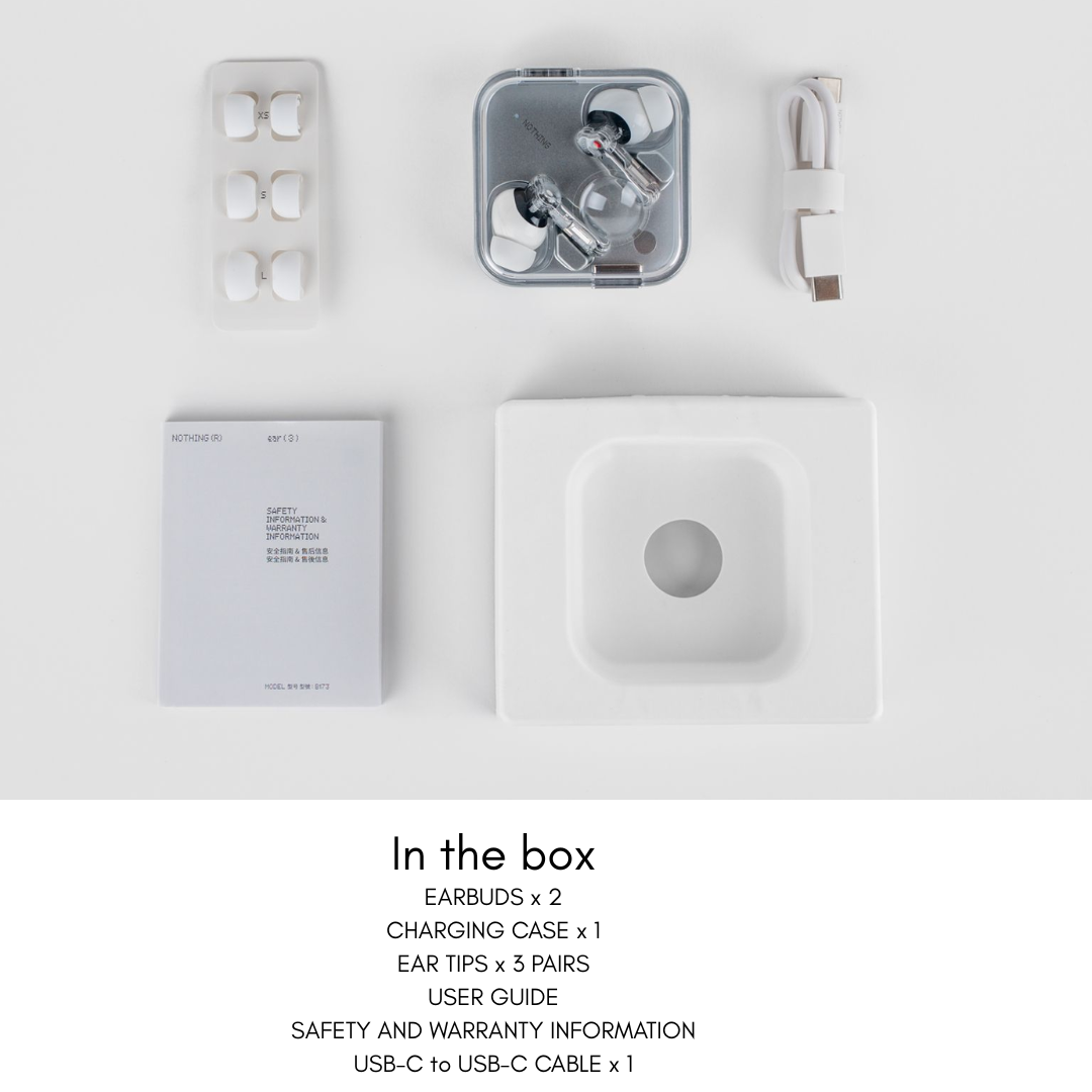 Person wearing Nothing Ear 3 earbuds outdoors with IP54 dust resistance