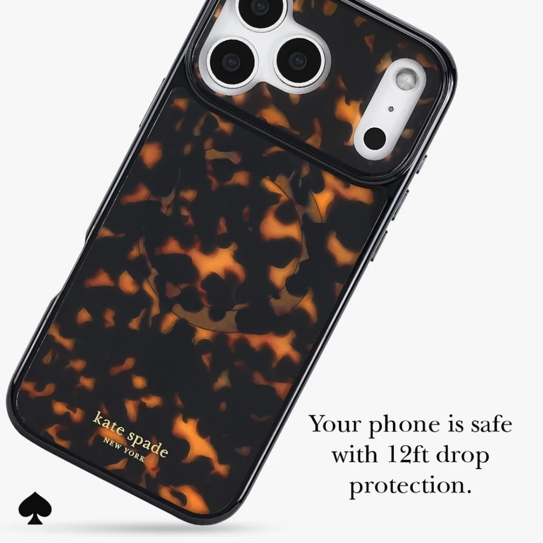 kate spade new york Tortoise MagSafe Case for iPhone 18 Pro Max 18 Pro Classic Tortoiseshell Gold Accents 12ft Drop