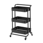 RENE Cielo Matte Black 3-Tier Kitchen Service Trolley Cart, Metal Storage & Serving Rack