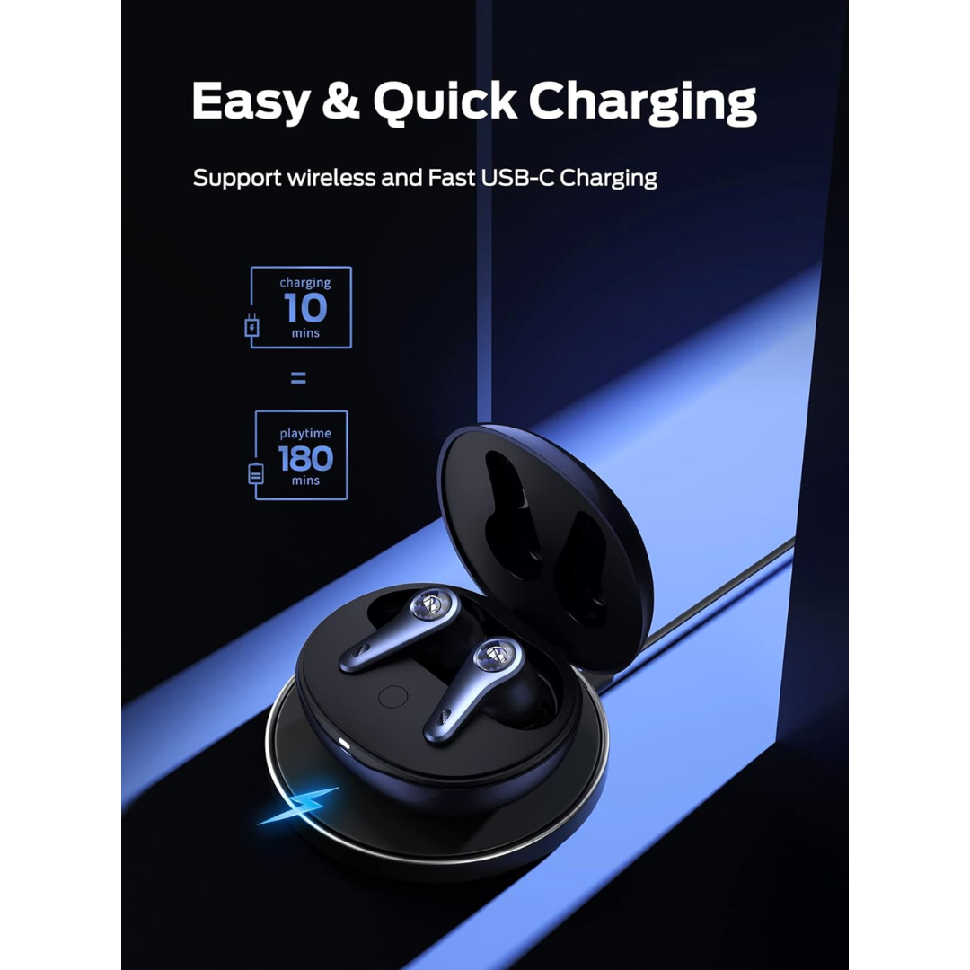 Monster Clarity 8.0 ANC Hybrid Active Noise Cancelling Wireless Earbuds, 42dB in-Ear Earphones Deep Bass with 6 Mics, Bluetooth 5.2, 50H Play Time with Wireless Charging Case for Android iOS Gaming