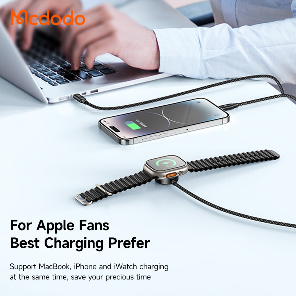 MCDODO O Series CA-4940 3 in1 100W USB-C to Type-C and Lightning+ Wireless Charger for Apple Watch Cable 1.2m