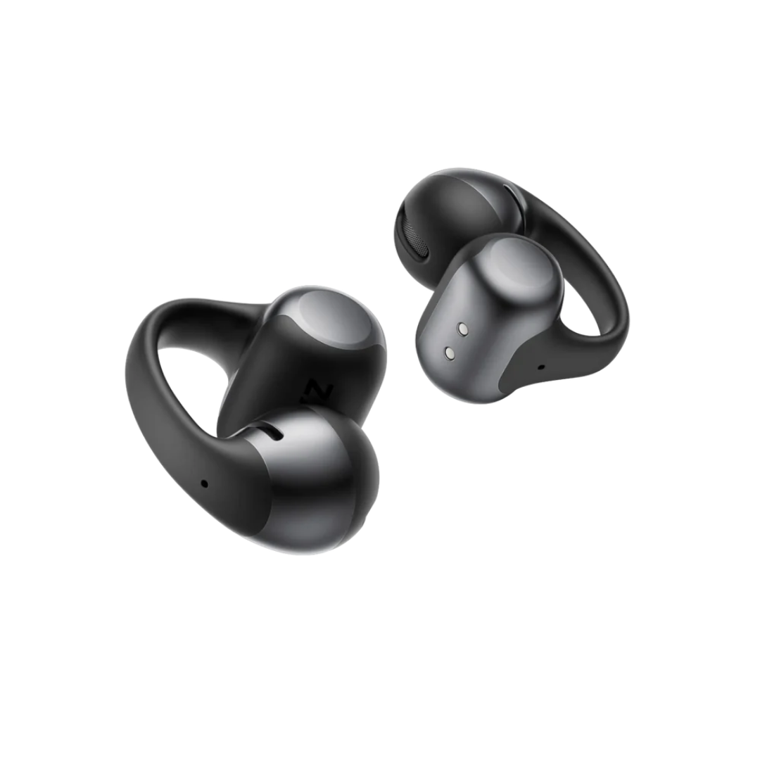 Dolby Audio logo next to Shokz OpenDots ONE earbuds