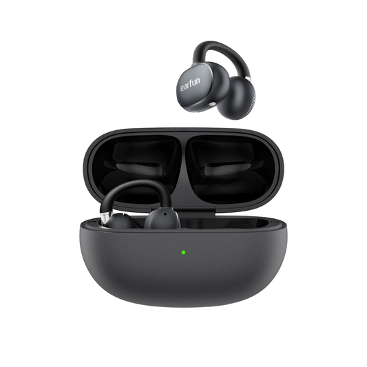 EarFun Clip 2 Black AI Translation Open Ear Earbuds Hi-Res LDAC Bluetooth 6.0 40H Battery