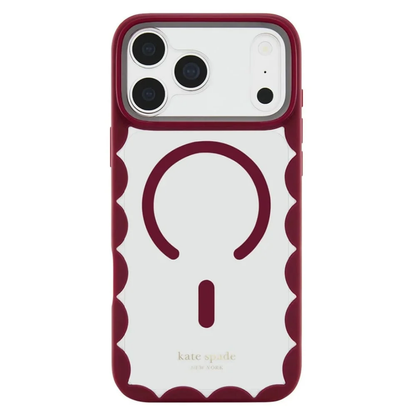 kate spade new york Scallop Cherry Glaze MagSafe Case for iPhone 18 Pro Max 18 Pro Crystal Clear Red Scalloped 12ft Drop