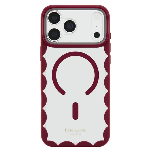 kate spade new york Scallop Cherry Glaze MagSafe Case for iPhone 18 Pro Max 18 Pro Crystal Clear Red Scalloped 12ft Drop