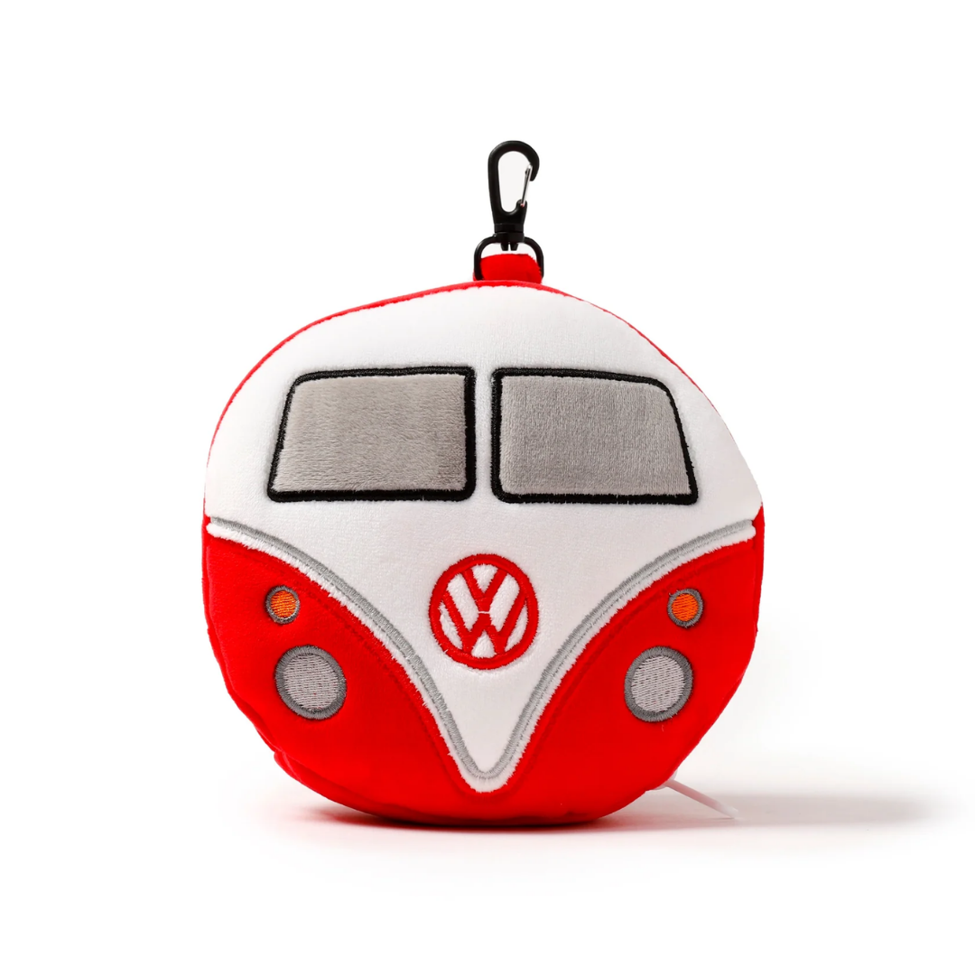 Soft Polyester and Spandex Material – Close-Up of VW T1 Plush Travel Pillow Quality
