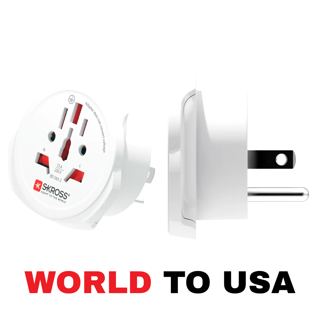 SKROSS World to USA Travel Adapter (15A / 3750W Max) | Universal Plug for USA, Canada & Mexico