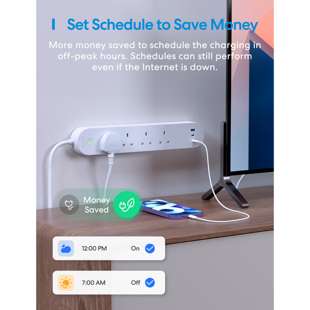 Meross Smart Power Strip, 65W GaN Fast Charger, 4 Outlet + 2 USB C + 1 USB A, WiFi Plug with 2 PD Ports, Support Apple HomeKit, Alexa, Google Home and SmartThings, Voice/Remote Control, 2.4GHz Only