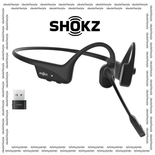 SHOKZ OpenComm2 UC Wireless Bone Conduction Headsets with USB-A adapter, Open-ear Bluetooth Headset with Noise Cancelling Mic, 16 H Talk Time, for Home Office, Videoconference