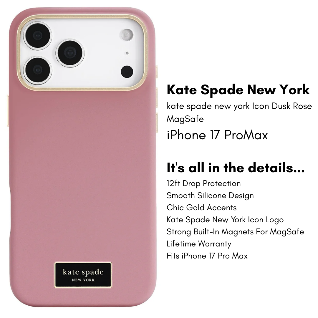 Kate Spade New York Icon Silicone MagSafe iPhone 17 Case – Gold Accents, 12ft Drop, MagSafe Compatible
