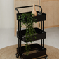 RENE Cielo Matte Black 3-Tier Kitchen Service Trolley Cart, Metal Storage & Serving Rack