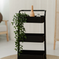 RENE Cielo Matte Black 3-Tier Kitchen Service Trolley Cart, Metal Storage & Serving Rack