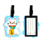 PUCKATOR Maneki Neko Lucky Cat PVC Luggage Tag in white and red with raised paw, ideal for suitcase identification while traveling.