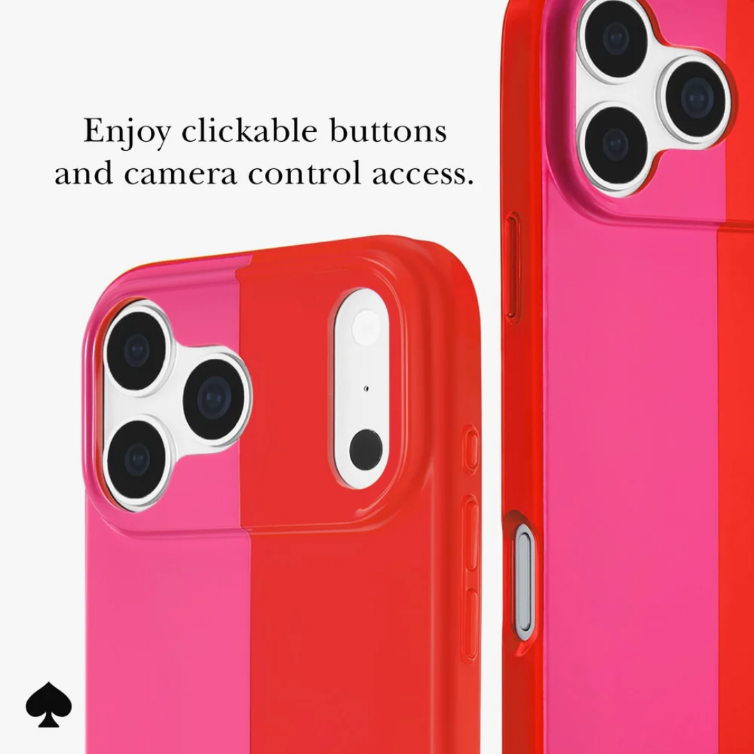 kate spade new york Racing Stripe Pop Pink MagSafe Case for iPhone 18 Pro Max 18 Pro Bold Stripe 12ft Drop Protection