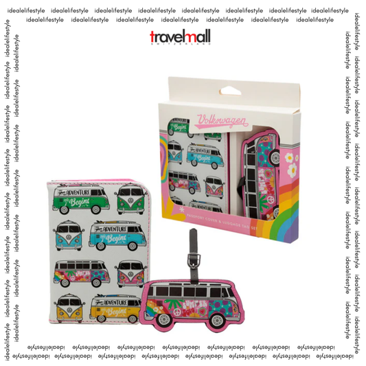 Travelmall x Volkswagen VW T1 Camper Bus Passport Cover & Luggage Tag Set