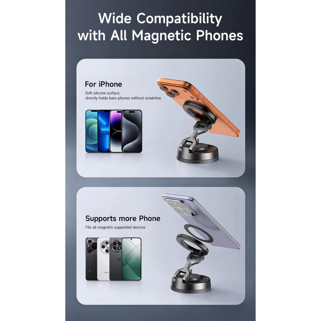 WiWU Gentleman Car Mount Wi-CH062 Magnetic Phone Holder 720° Foldable Desk Stand Zinc Alloy Dashboard Mount for Phone