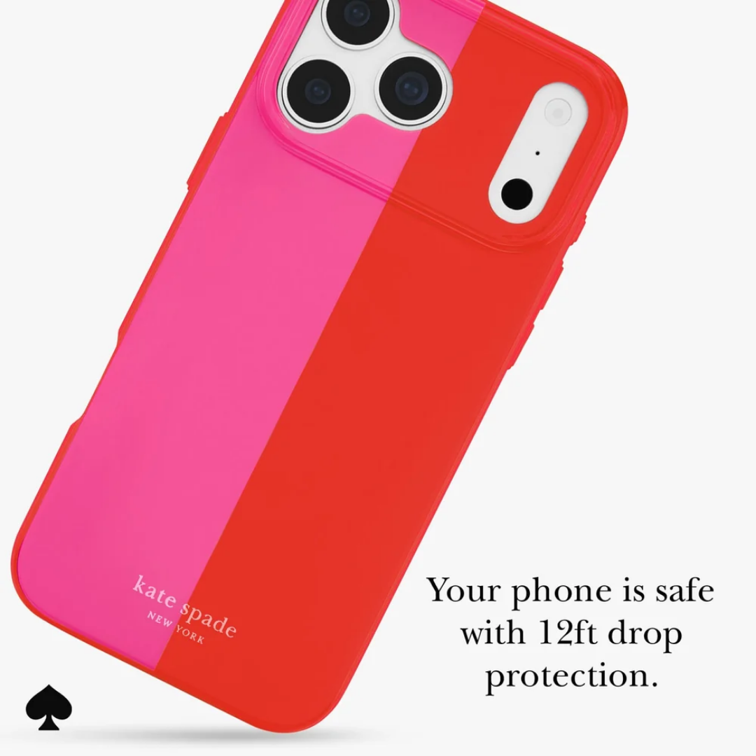 kate spade new york Racing Stripe Pop Pink MagSafe Case for iPhone 18 Pro Max 18 Pro Bold Stripe 12ft Drop Protection