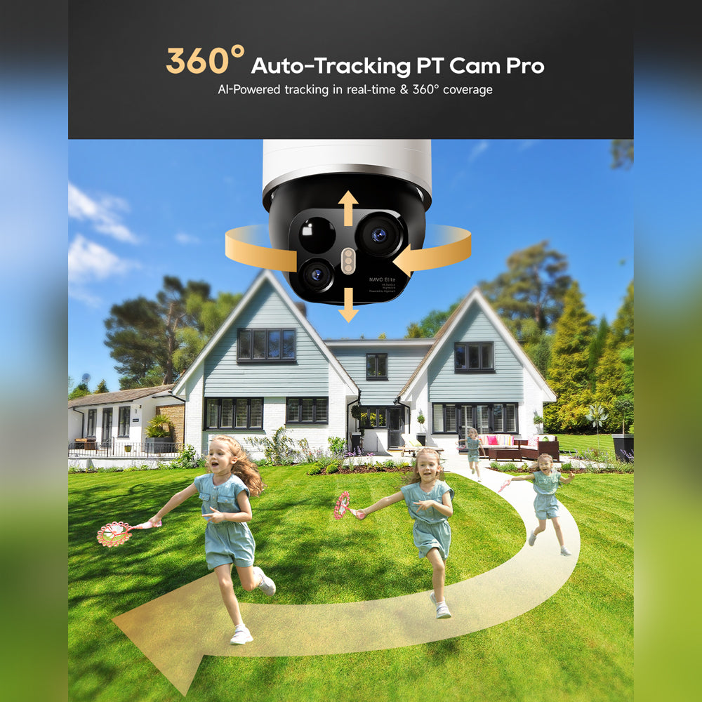 Dreame NAVO Elite 1 OutCam 4K Dual Lens Outdoor Security Camera IPX7 Waterproof Solar Powered AI Human Tracking WiFi Camera Night Vision