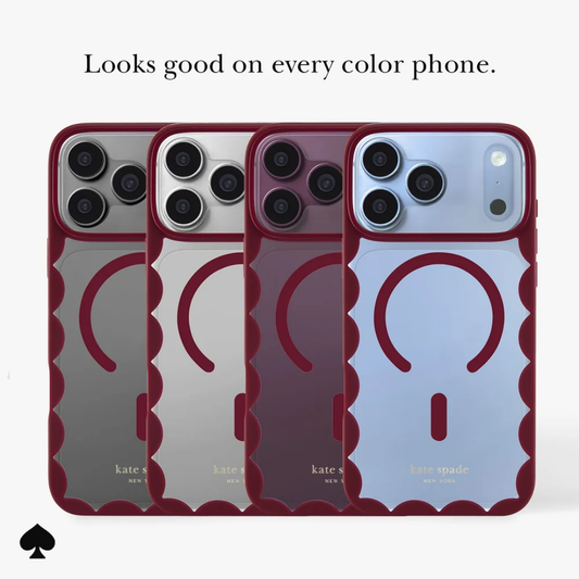 kate spade new york Scallop Cherry Glaze MagSafe Case for iPhone 18 Pro Max 18 Pro Crystal Clear Red Scalloped 12ft Drop