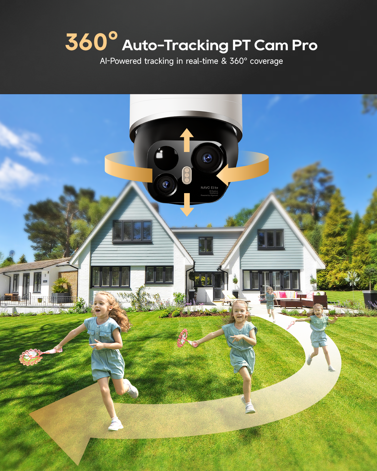 Dreame NAVO Elite 1 OutCam 4K Dual Lens Outdoor Security Camera IPX7 Waterproof Solar Powered AI Human Tracking WiFi Camera Night Vision