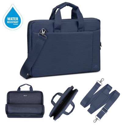 Rivacase Central 8231 Laptop Bag 15.6" Black | Water Resistant Padded Notebook Bag | Compatible MacBook Pro 15, Tablet Pocket