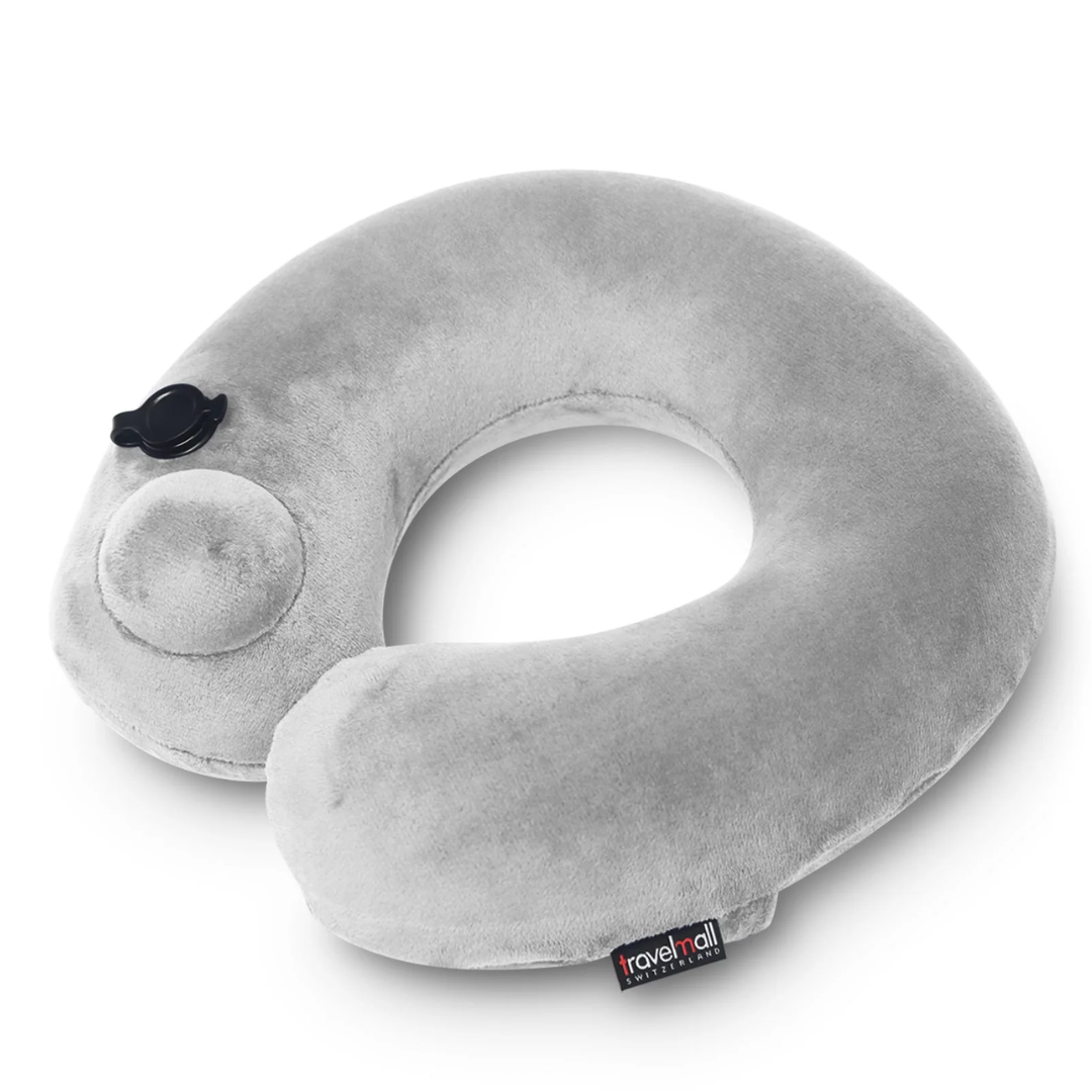 Travelmall Pocket-Pump Inflatable Neck Pillow | Patented 3D Pump, Red Dot Award, Hygienic, Foldable Travel Pillow