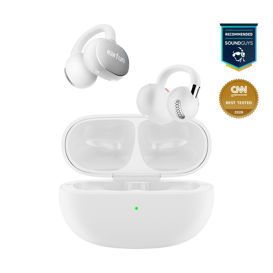 EarFun Clip 2 Black AI Translation Open Ear Earbuds Hi-Res LDAC Bluetooth 6.0 40H Battery
