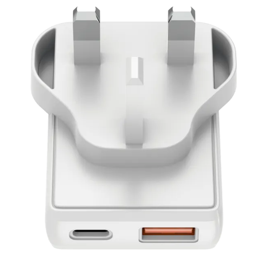 SKROSS Slim UK Charger 30W GaN Fast Charger Dual Port USB C PD Type A Ultra Thin Wall Adapter Behind Furniture Socket