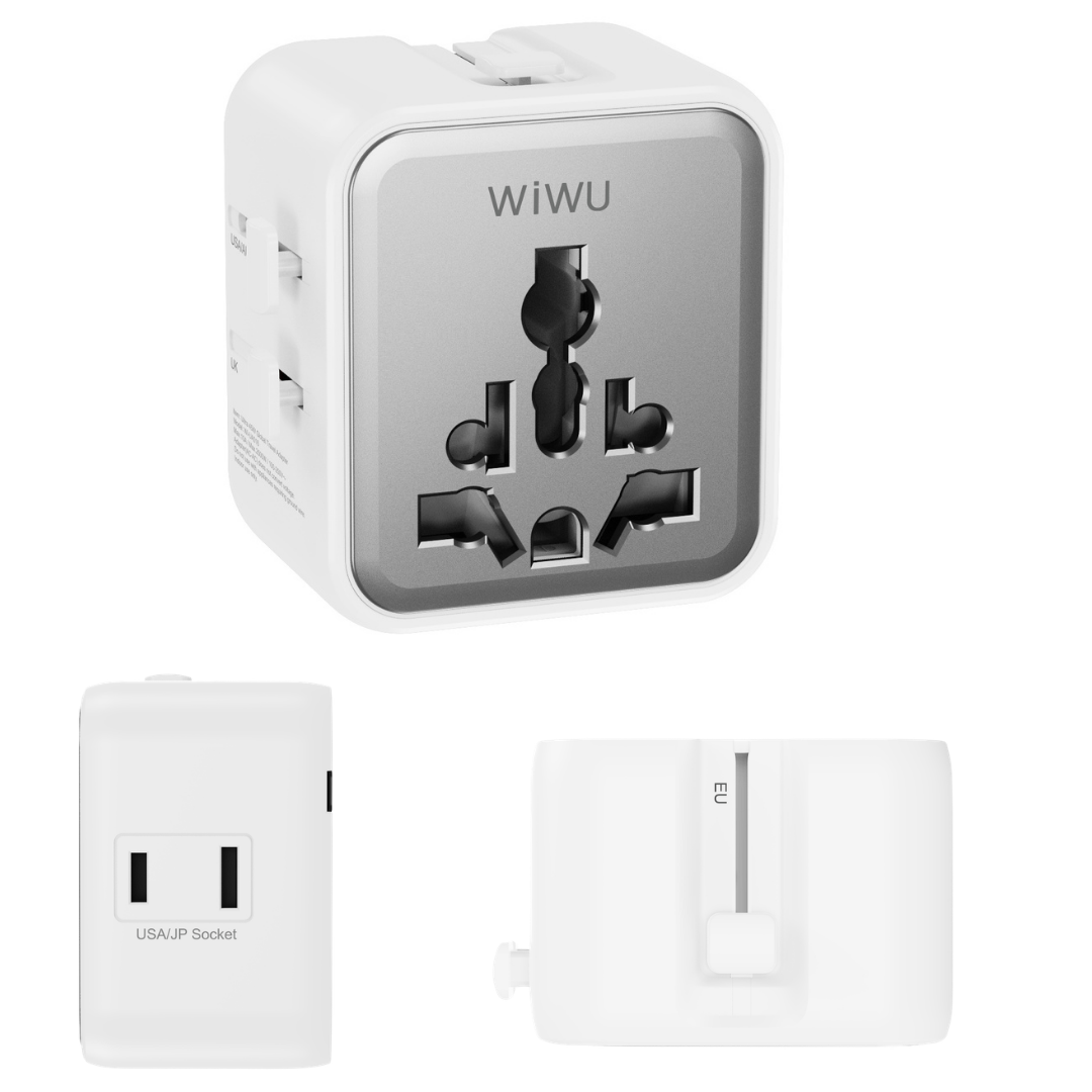 WiWU Global Travel Adapter Wi-UA017 Universal Plug 2500W 10A Full Copper Flame Retardant US UK EU AU Multi Country