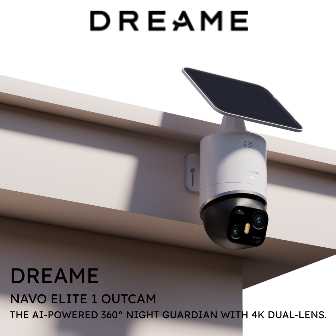 Dreame NAVO Elite 1 OutCam 4K Dual Lens Outdoor Security Camera IPX7 Waterproof Solar Powered AI Human Tracking WiFi Camera Night Vision