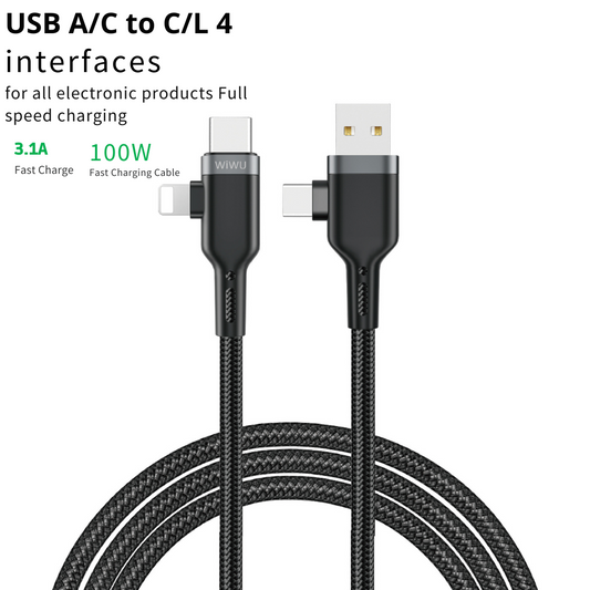 WiWU Platinum 4 in 1 1.2M C to C Cable Fast Charging (100W)