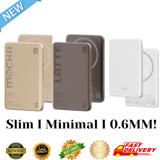 WiWU Wi-P085 5000mAh Ultra Slim 0.68cm Solid State Magnetic Wireless Power Bank 15W Fast Charge Aluminum Type C
