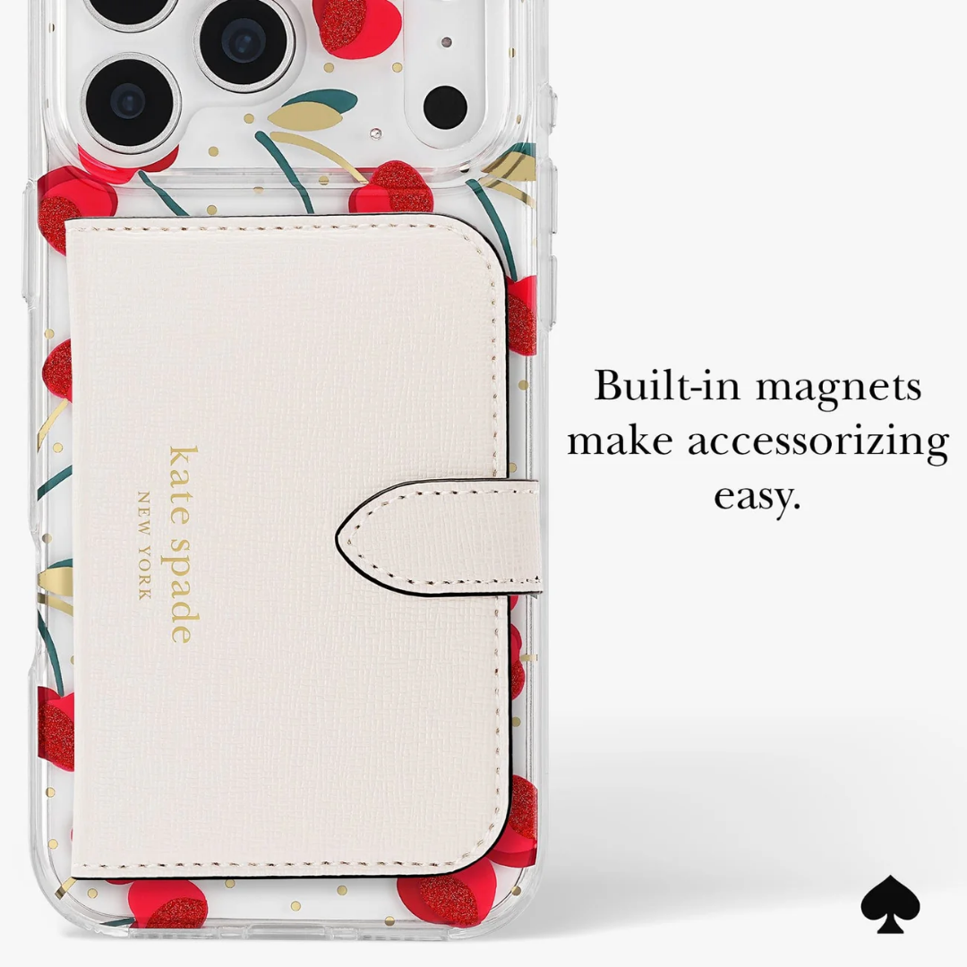 Kate Spade New York iPhone 17 MagSafe Case – Drop Protection | Floral, Glitter, Clear | Autumn Toile, Cherry Dot