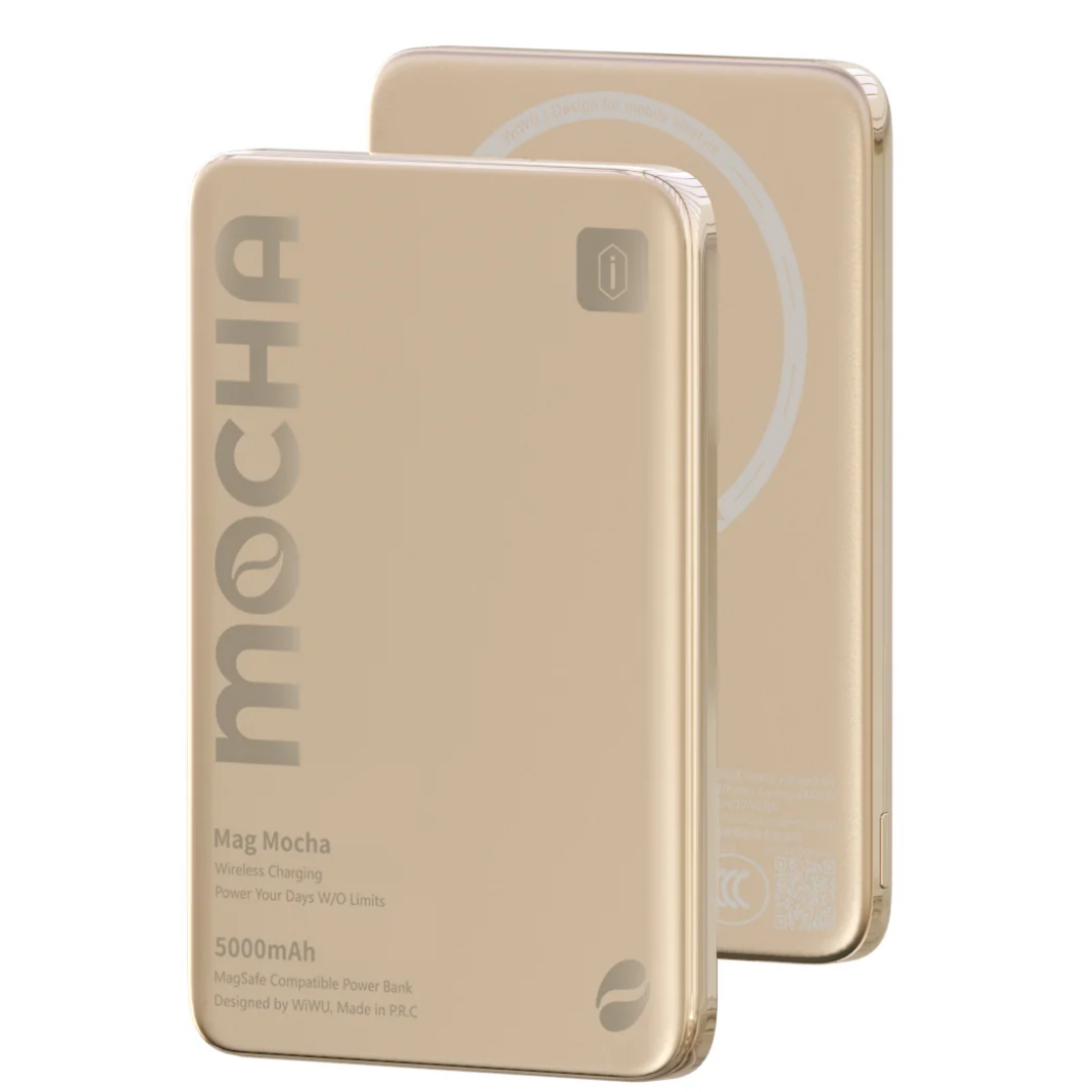 WiWU Wi-P085 5000mAh Ultra Slim 0.68cm Solid State Magnetic Wireless Power Bank 15W Fast Charge Aluminum Type C
