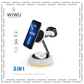 New Arrival ! WiWU Wi-W002 Zinc Alloy Material 3-in-1 Wireless Fast Charger Fast With Adjustable ambient light