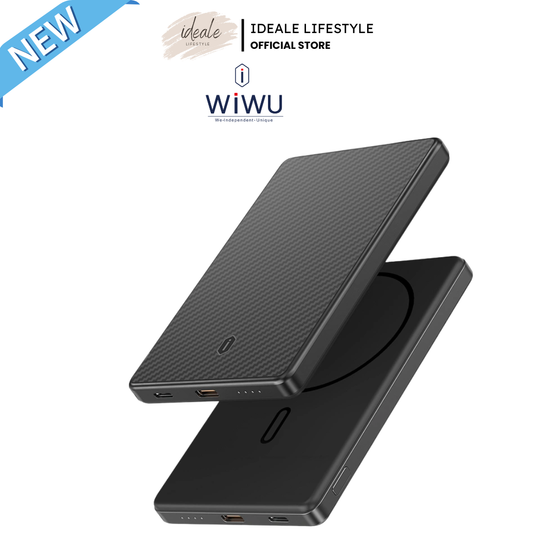 WiWU Warriors 5000mAh Magnetic Power Bank Wi-P072 20W PD 15W Wireless Aramid Fiber Slim Black