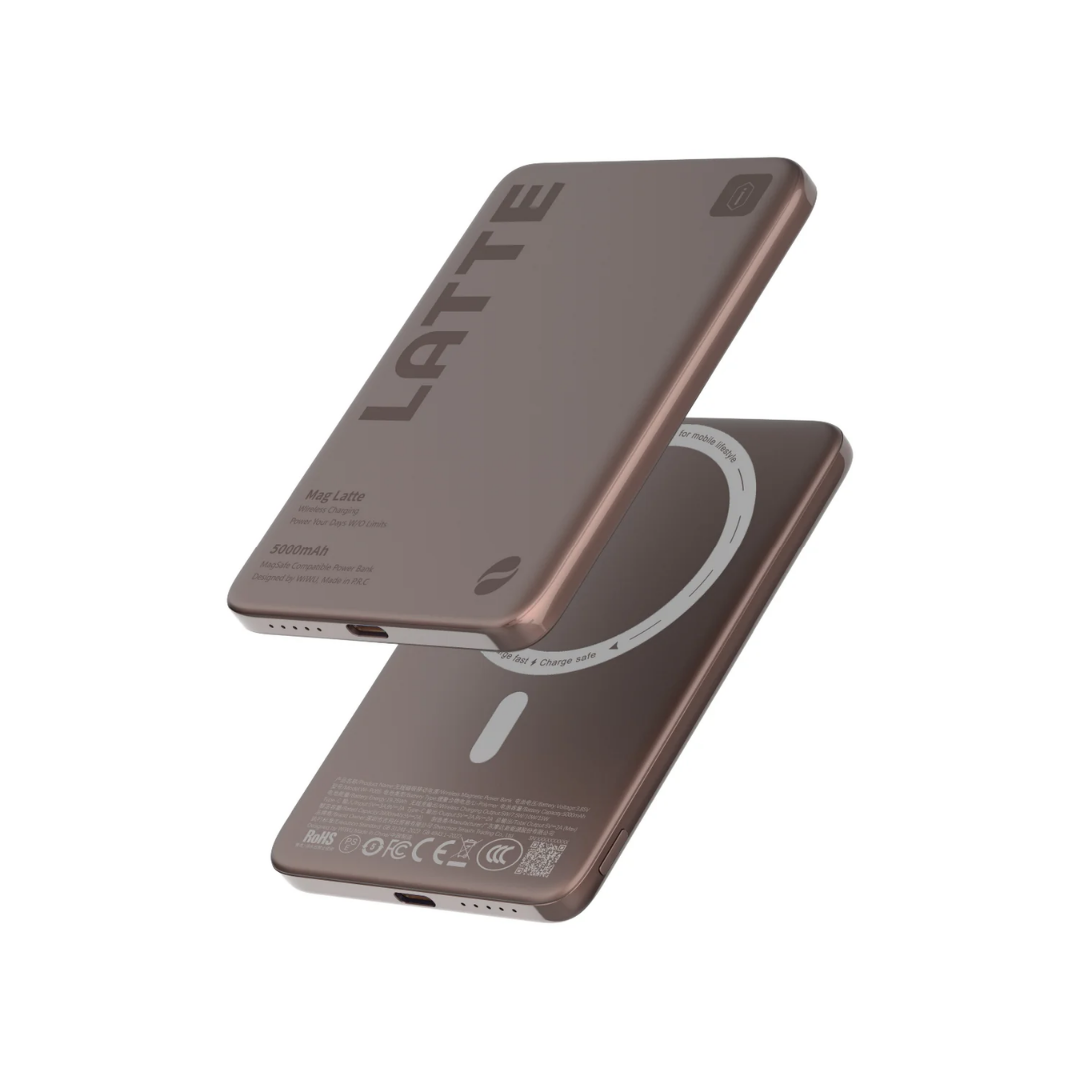WiWU Wi-P085 5000mAh Ultra Slim 0.68cm Solid State Magnetic Wireless Power Bank 15W Fast Charge Aluminum Type C