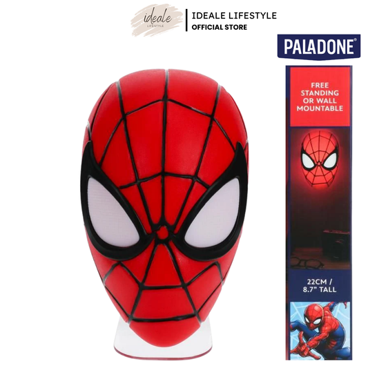 Paladone Marvel Spider-Man Mask Light | 22cm (8.7") 3D LED Wall Mountable & Free-Standing Lamp | Dual Power USB or Battery | Officially Licensed Marvel Merchandise | Superhero Room Decor & Night Light