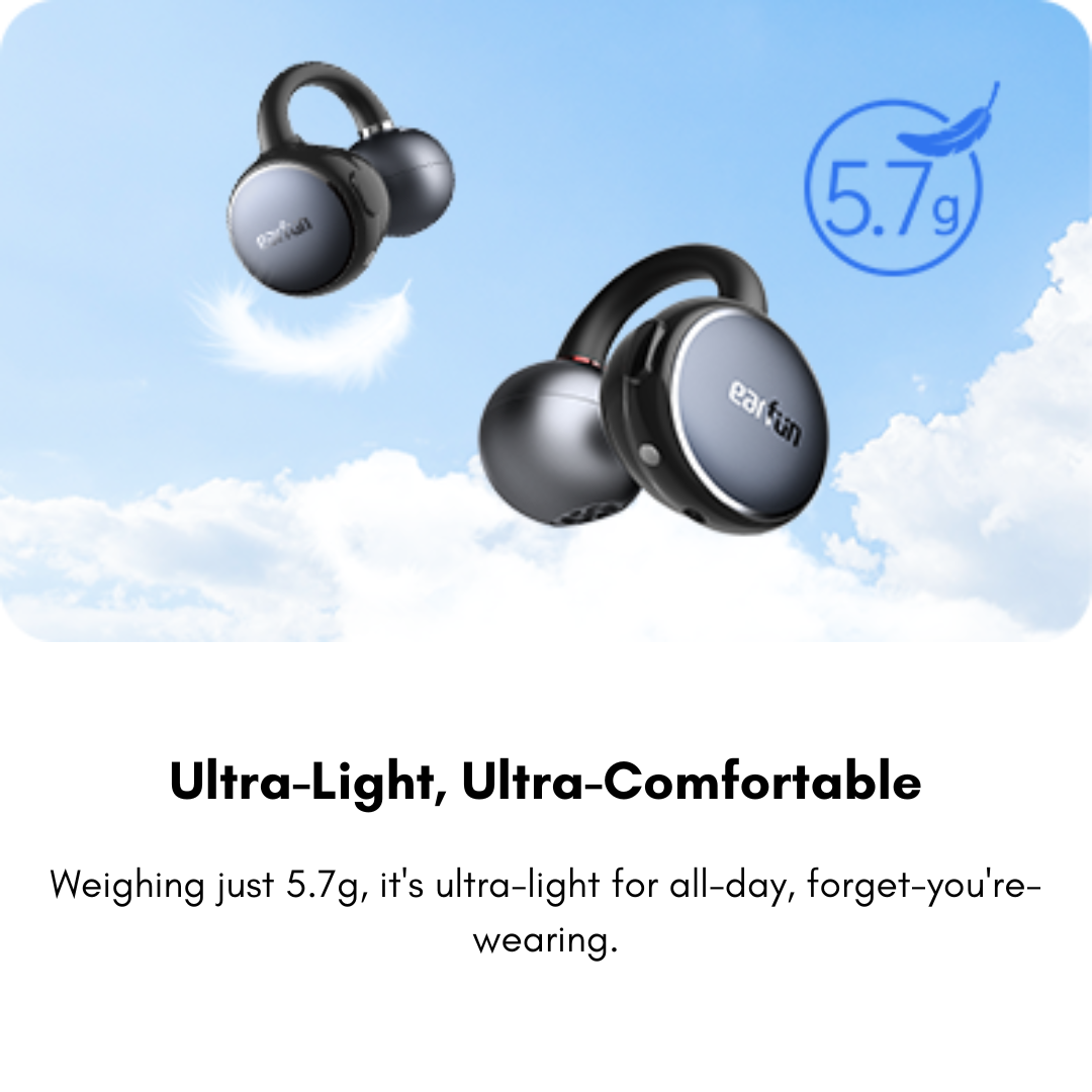 Close-up of Hi-Res Audio logo and LDAC support on the EarFun Clip earbuds