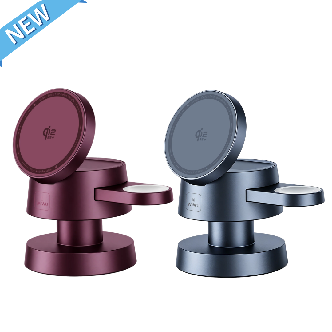 WiWU Mushroom WH300 Qi2.2 25W Magnetic Wireless Charger 4-in-1 Foldable Stand Ambient Light Watch Earbud Dock WH300